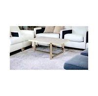 43" X 26" X 18" Chrome And White Metal Tube Coffee Table