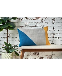 Rory Modern Geometric Gray Cotton Blend Decor Throw Pillow, 14" x 22"