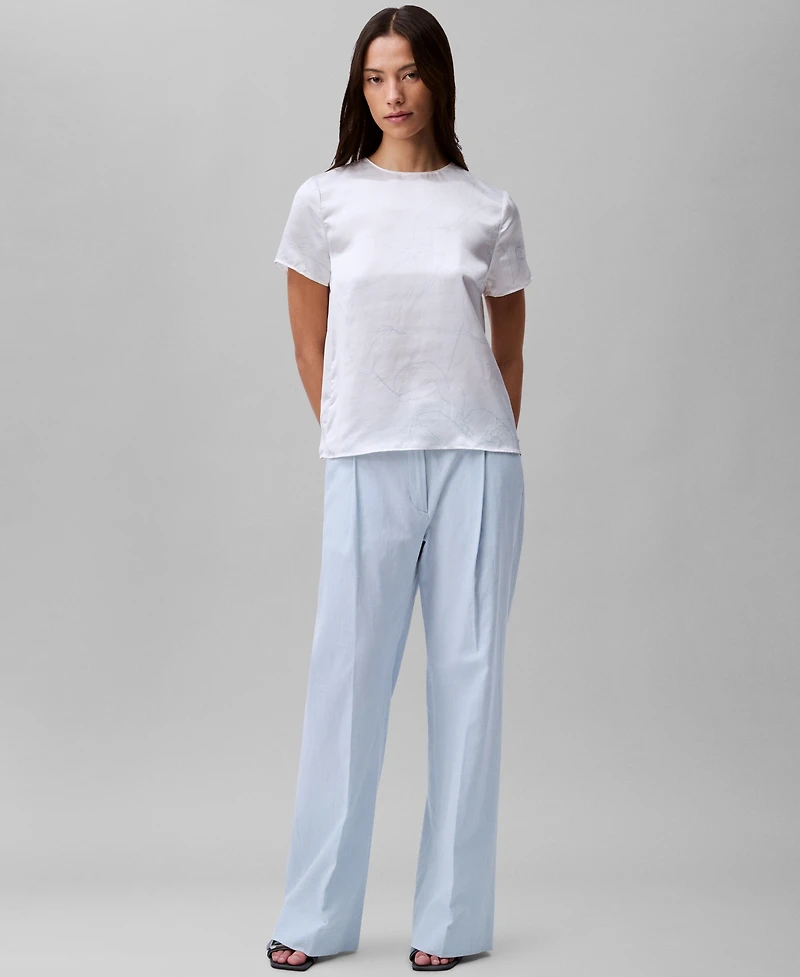 Calvin Klein Women's Printed Crushed Satin Top