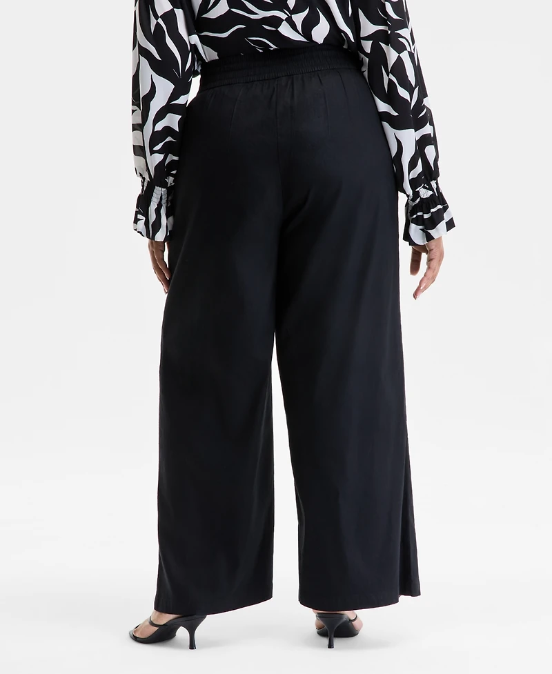 I.n.c. International Concepts Plus Solid Drawstring Wide-Leg Pants, Exclusively at Macy's