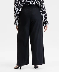 I.n.c. International Concepts Plus Solid Drawstring Wide-Leg Pants, Exclusively at Macy's