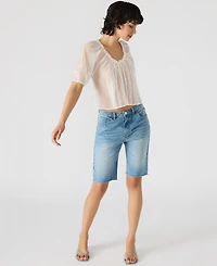 Steve Madden Women's Lana Sheer Puff-Sleeve Top