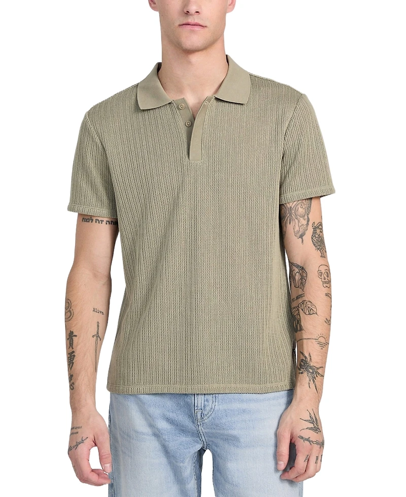 Guess Men's Dario Knit Textured Polo Shirt
