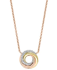 Lali Jewels Diamond Swirl Knot 18" Pendant Necklace (1/10 ct. t.w.) in 14k Tricolor Gold