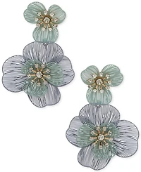 lonna & lilly Gold-Tone Multi Layered Flower Double Drop Earrings