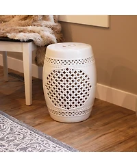 Marrakesh Lattice Ceramic Decorative Garden Stool - 17.75"