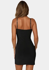 Bebe Women's Rhinestone Trim Jersey Short Dress