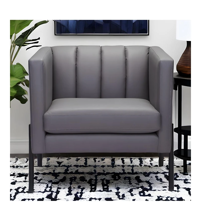 Faux Leather Club Chair for Stylish Living Room or Office Seating