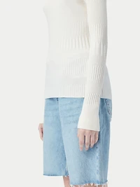 Gobi Cashmere Women's High-neck Ribbed Cotton Silk Cashmere Blend Sweater