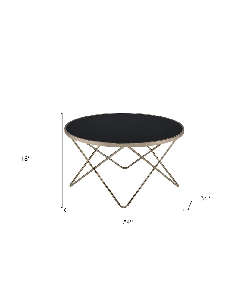 Stylish Champagne Coffee Table with Frosted Glass Top and Metal Base