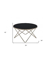 Stylish Champagne Coffee Table with Frosted Glass Top and Metal Base