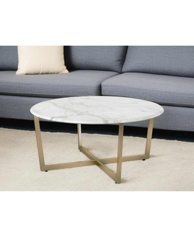 Metal Round Coffee Table for Modern Living Room or Office Decor