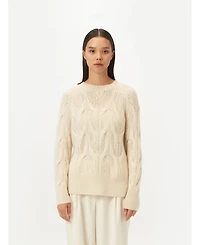 Gobi Cashmere Women's Ajour-Knit Cashmere Crew-Neck Sweater