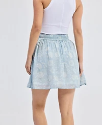 Reistor Women's Drawstring Short Skirt Blue Florals