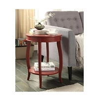 Round Solid Wood End Table with Shelf – Classic Design and Extra Storage