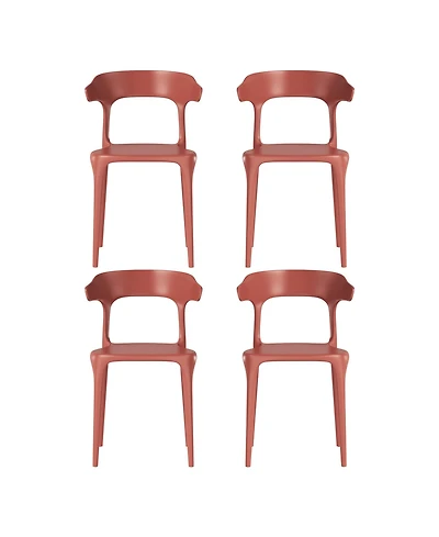 Modern Stackable Resin Plastic Patio Dining Chair (Set of