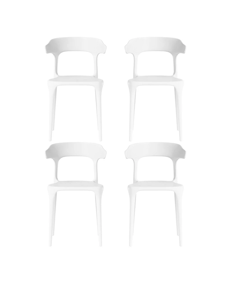 Modern Stackable Resin Plastic Patio Dining Chair (Set of 4)