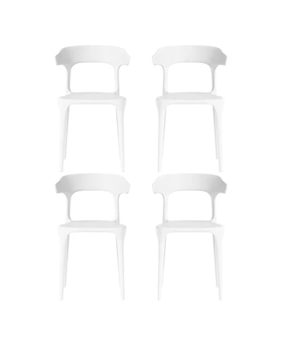 Modern Stackable Resin Plastic Patio Dining Chair (Set of 4)