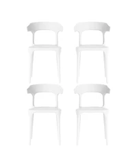 Modern Stackable Resin Plastic Patio Dining Chair (Set of 4)