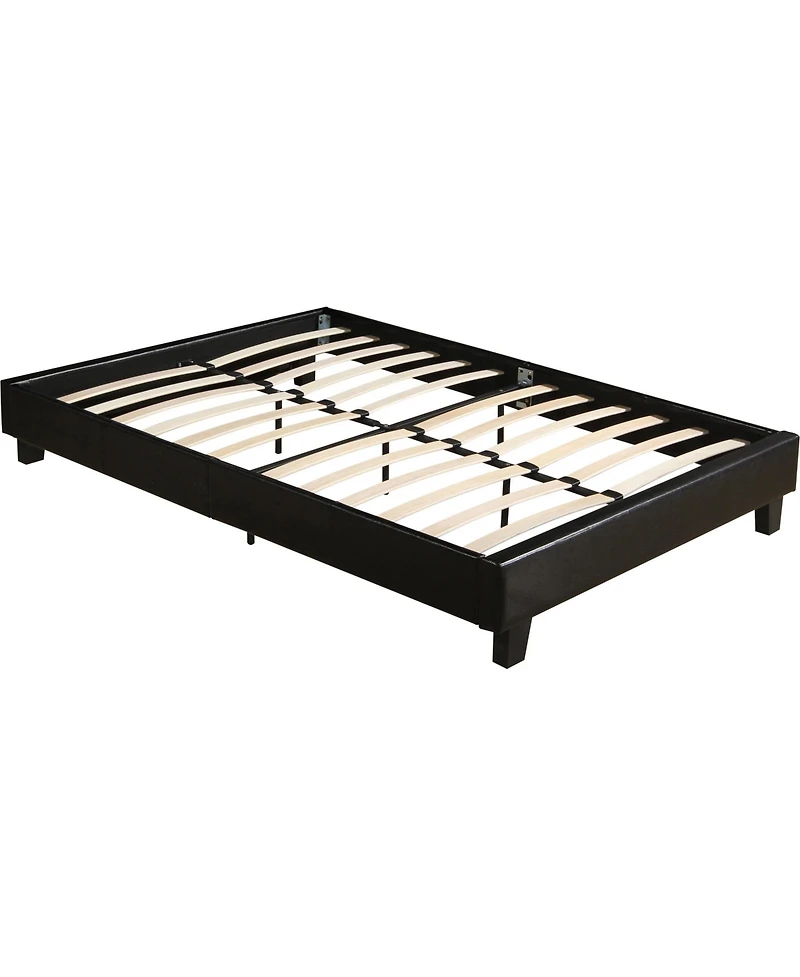 Solid & Manufactured Wood Bed Frame – Faux Leather Upholstered Headboard