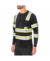 Smith's Workwear Men's Long Sleeve High-Visibility Reflective Safety Tee