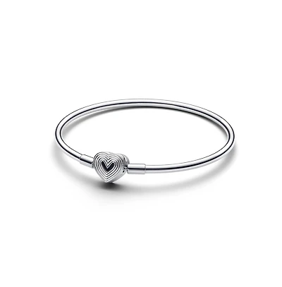 Pandora Heart Clasp Sterling Silver Bangle