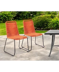 Set of Two Metal Dining Chairs – Modern Outdoor Seating for Patio & Garden