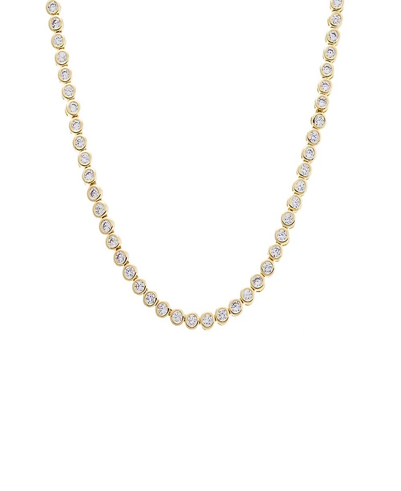 By Adina Eden Cubic Zirconia Bezel Tennis Necklace