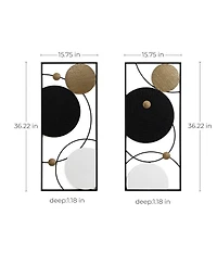 LuxenHome 2-Piece Black, White, and Gold Modern Abstract Wall Decor Set