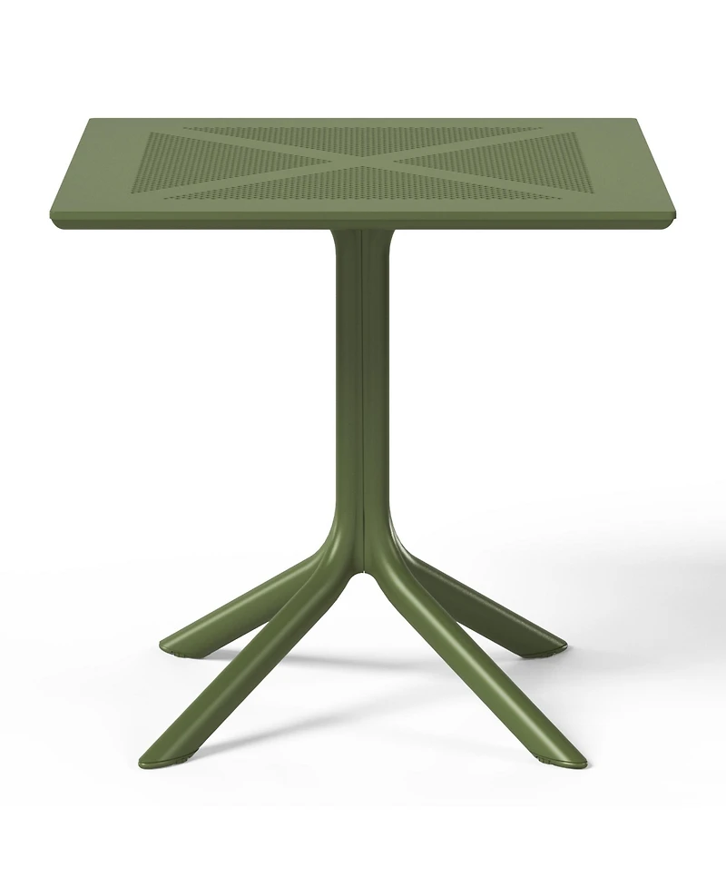 5-Piece Outdoor Resin Square Patio Dining Table Set with Modern Stackable Chairs