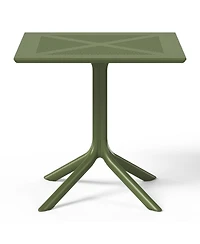 5-Piece Outdoor Resin Square Patio Dining Table Set with Modern Stackable Chairs