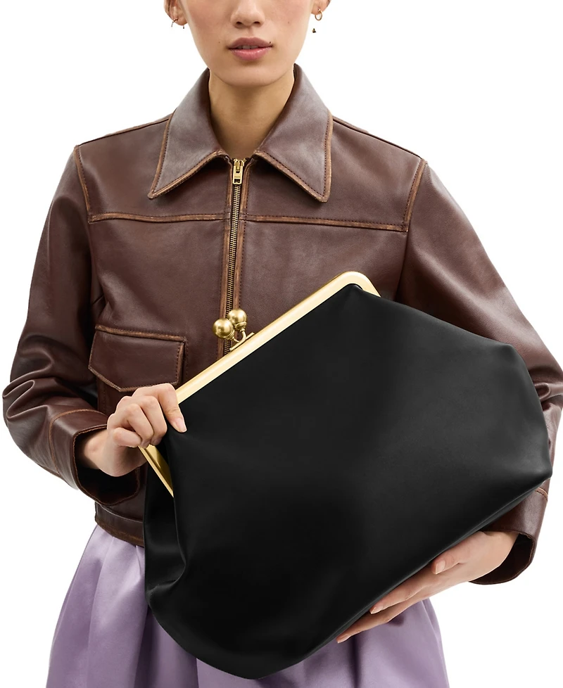 Coach Medium Leather Kisslock Frame Bag