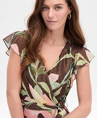 Adrianna Papell Women's High-Low Ruffle Floral Midi Dress