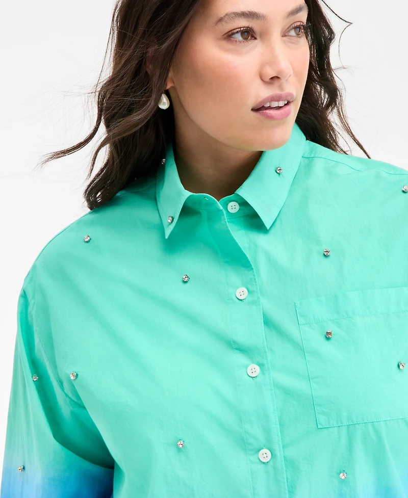 On 34th Trendy Plus Ombre Rhinestone Shirt, Exclusively at Macy's