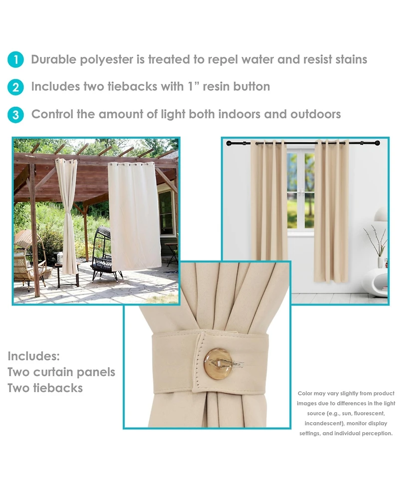 Room Darkening Curtain Panel with Grommet Top - 52 x 96 in. - Beige - Set of 2