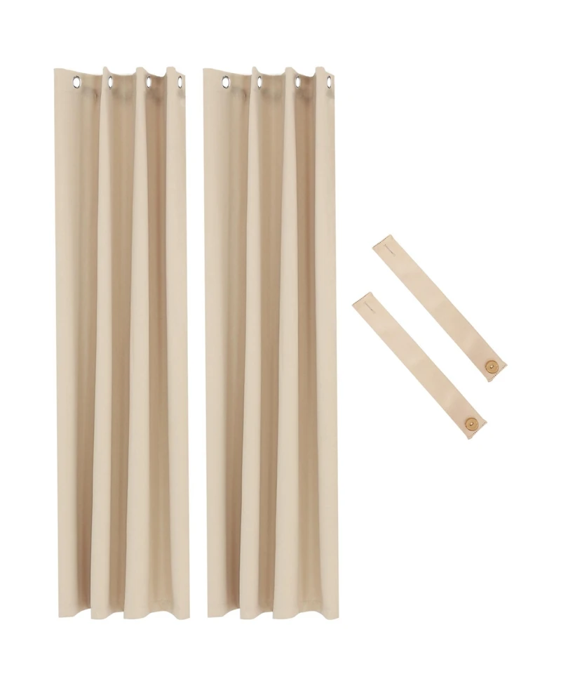 Room Darkening Curtain Panel with Grommet Top - 52 x 96 in. - Beige - Set of 2