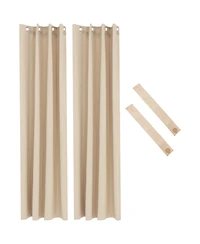Room Darkening Curtain Panel with Grommet Top - 52 x 96 in. - Beige - Set of 2
