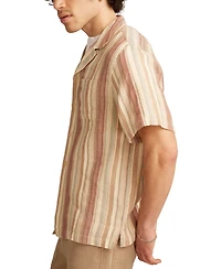 Lucky Brand Men's Short Sleeve Dobby Stripe Button-Front Camp Shirt