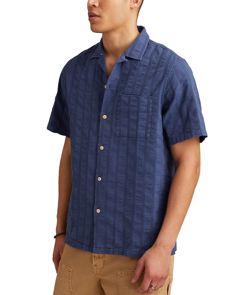 Lucky Brand Men's Short Sleeve Seersucker Button-Front Camp Shirt