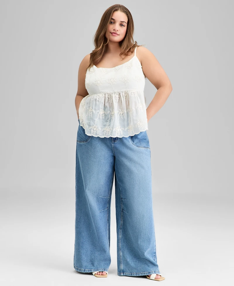 And Now This Trendy Plus Embroidered Babydoll Tank, Exclusively at Macy's