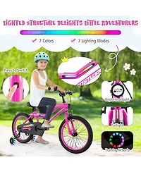 18-Inch Kids Bike with Led Lights, Training Wheels, and Headlight, Adjustable Seat for Ages 4-8