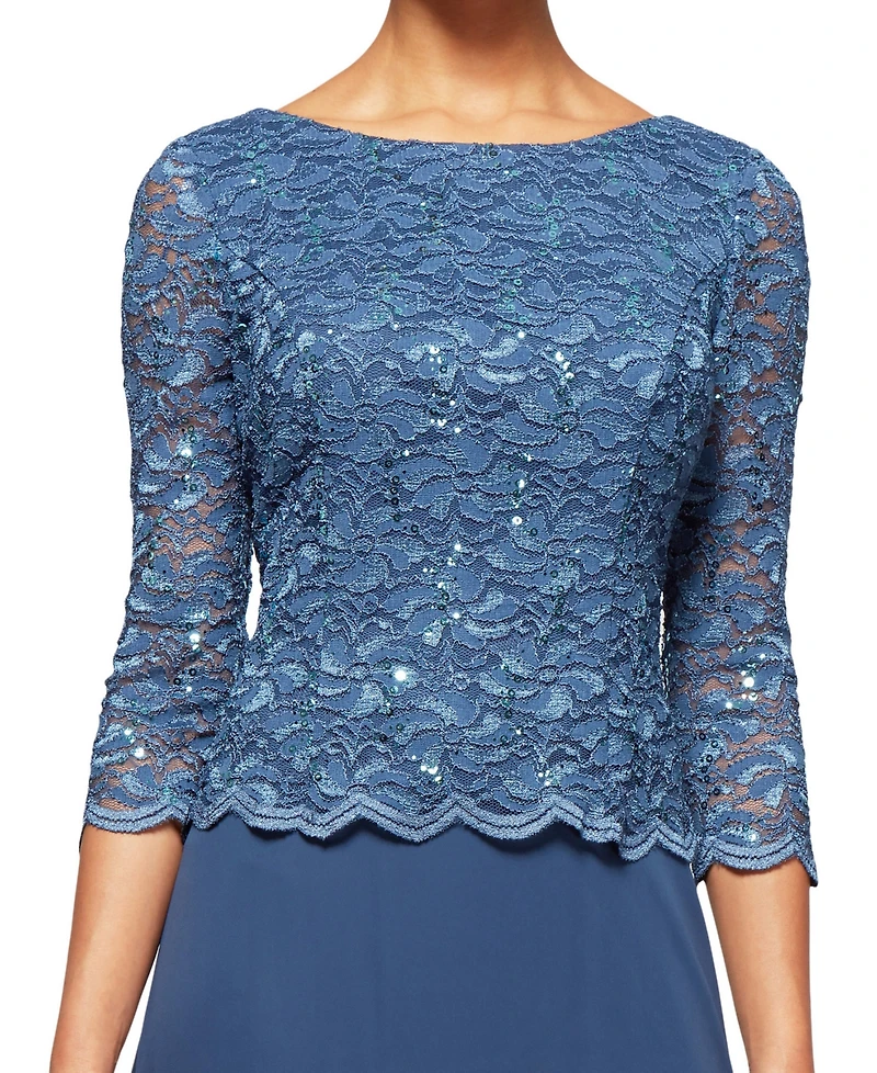 Alex Evenings Women's Lace-Bodice Gown