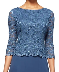 Alex Evenings Women's Lace-Bodice Gown