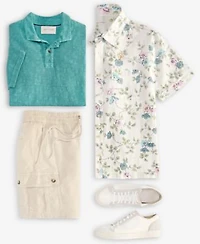 Sun Stone Mens Textured Polo Shirt Relaxed Fit Cargo Shorts Clyde Floral Shirt Exclusively At Macys