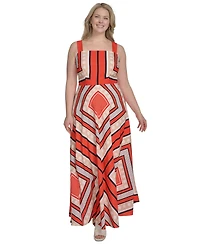 Eliza J Plus Printed Square-Neck Maxi Dress