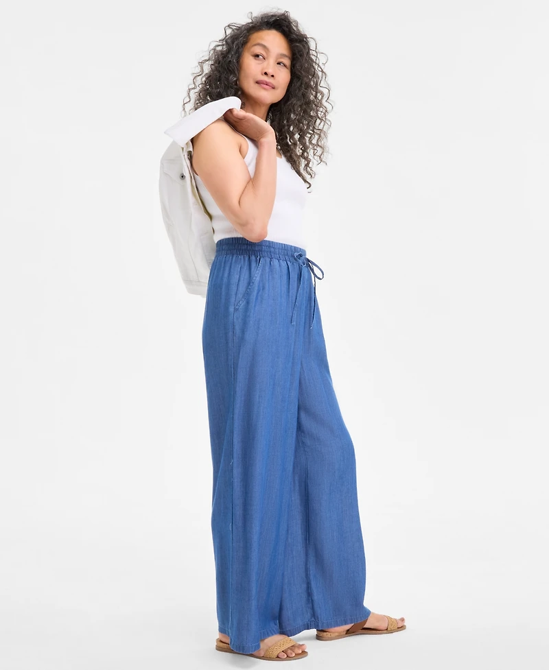 Style & Co Women's Chambray Wide-Leg Pants, Exclusively at Macy's