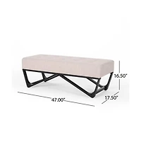Upholstered Bench with Black Geometric Legs and Modern Bentwood Frame for Living Room or Bedroom-The Pop Home