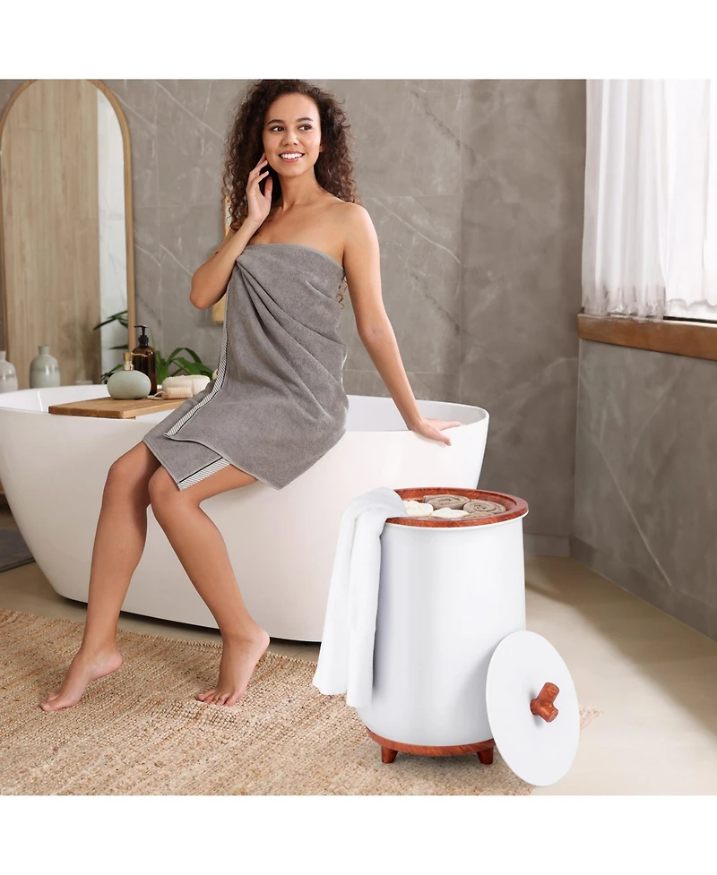 23L Large Luxury Bucket-Style Towel Warmer with Fragrant Disc Holder