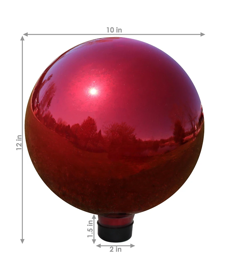 Indoor/Outdoor Reflective Mirrored Surface Garden Gazing Globe Ball with Stemmed Bottom and Rubber Cap - 10" Diameter
