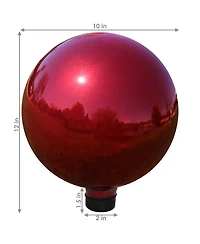 Indoor/Outdoor Reflective Mirrored Surface Garden Gazing Globe Ball with Stemmed Bottom and Rubber Cap - 10" Diameter